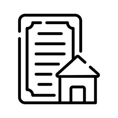 A outline style icon showing signed home documentのイラスト素材