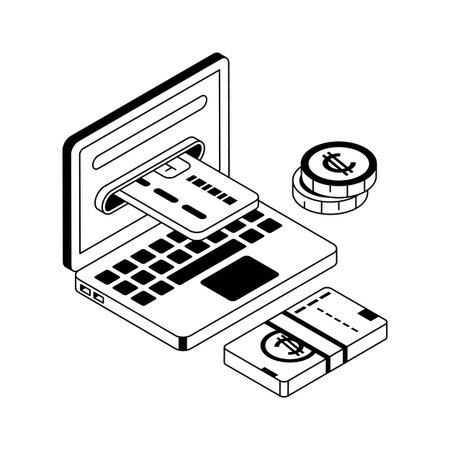 An amazing isometric icon of card transaction conceptのイラスト素材
