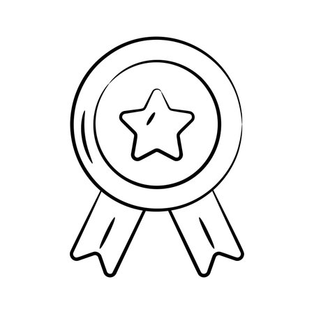 Quality badge with a star on it, hand drawn iconのイラスト素材