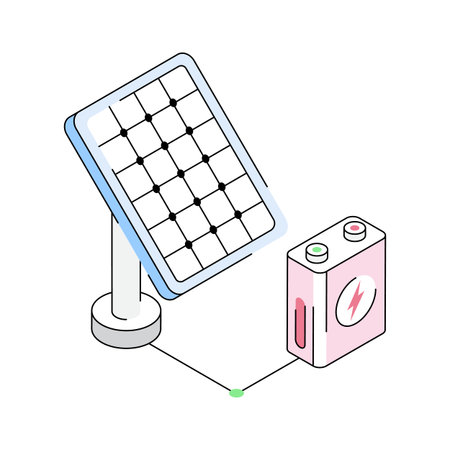 A well crafted isometric icon of solar battery chargingのイラスト素材