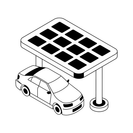 An amazing isometric icon of solar car terminalのイラスト素材