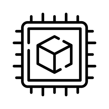 An editable linear icon of advanced 3d chip