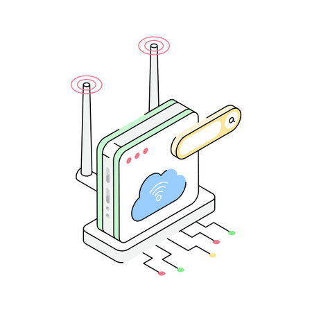 Visually engaging isometric icon showing internet deviceのイラスト素材