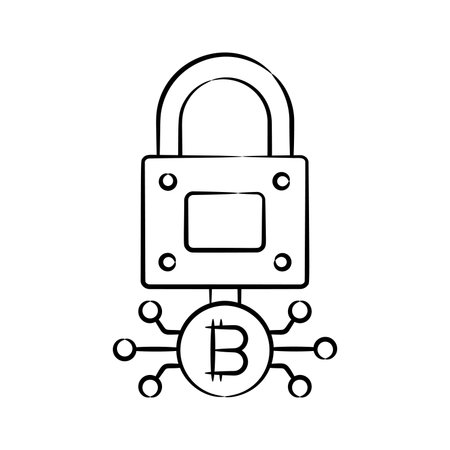 Ready to use hand drawn style icon of bitcoin securityのイラスト素材