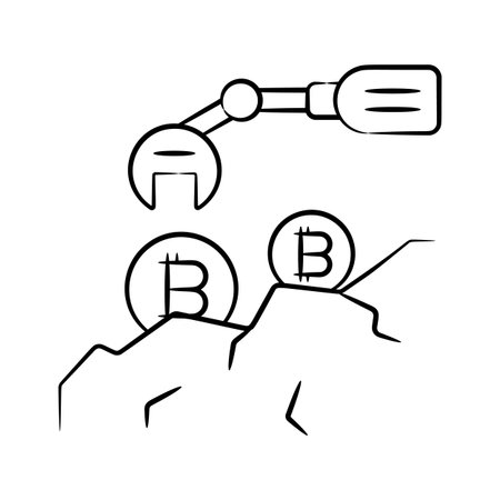 Grab this amazing hand drawn style icon of bitcoin robotのイラスト素材