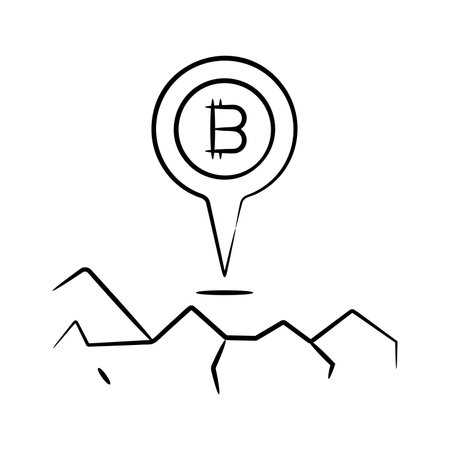 Easy to use hand drawn icon showing bitcoin locationのイラスト素材