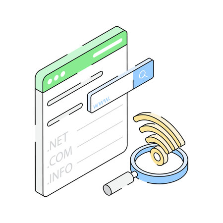 Well designed isometric outline icon of various web domainsのイラスト素材