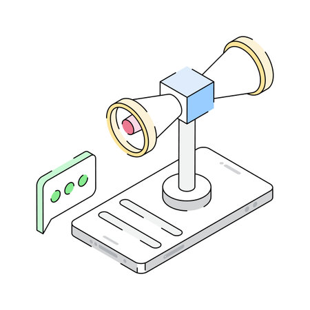Well designed isometric outline icon showing online announcement screenのイラスト素材