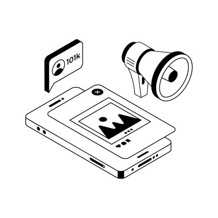 Premium isometric icon of social media strategiesのイラスト素材