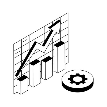 An amazing isometric icon showing smart growth analysis toolのイラスト素材