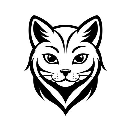 A sharp glyph icon of cat mascot faceのイラスト素材