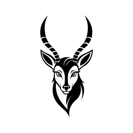 A graceful glyph icon of gazelle deer faceのイラスト素材