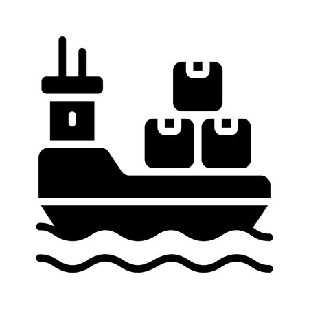 Easy to edit glyph icon of international cargo shipのイラスト素材
