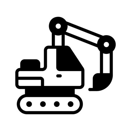 Well crafted glyph icon of heavy-duty excavator machineのイラスト素材