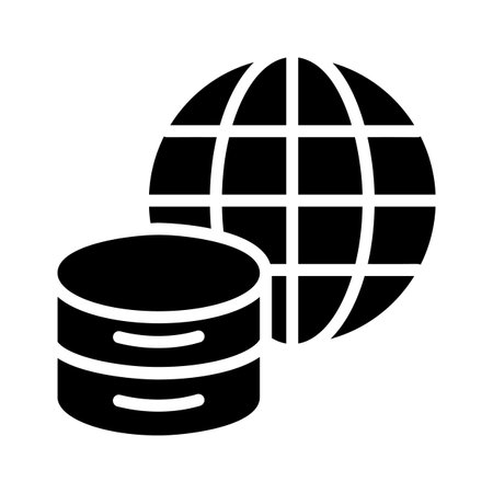 A trendy glyph icon showing global database connectivityのイラスト素材