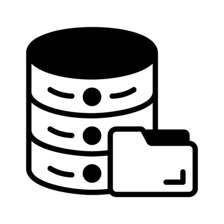 A sleek glyph icon showing database folder accessのイラスト素材