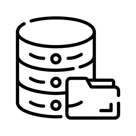A sleek outline icon showing database folder accessのイラスト素材