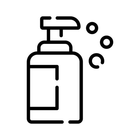 A premium outline icon of shampoo bottle with bubblesのイラスト素材