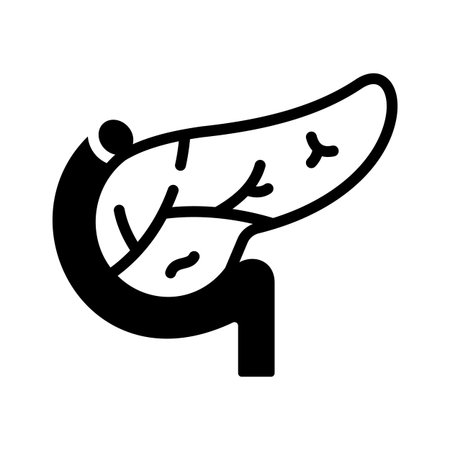 A modern glyph icon of pancreas internal organのイラスト素材
