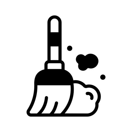 Sleek glyph icon of detailed broom cleaningのイラスト素材