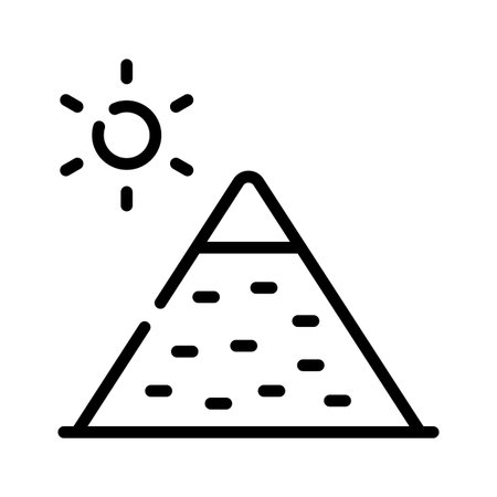 Sleek linear icon of ancient pyramid structureのイラスト素材