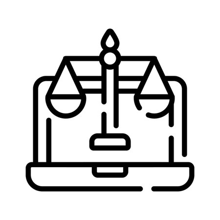 Trendy linear icon of legal cyber law screenのイラスト素材
