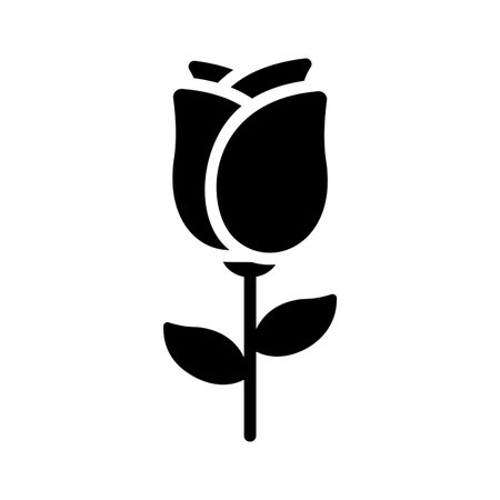 A glyph icon showing a single blooming roseのイラスト素材