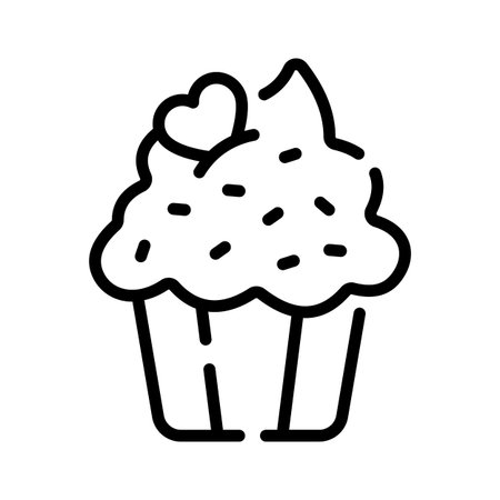 A visually engaging line icon of sprinkles cupcake treatのイラスト素材