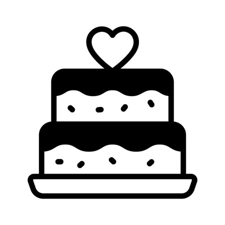 A glyph style icon of delicious mothers day cakeのイラスト素材