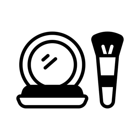 An glyph icon showing blush on with brushのイラスト素材