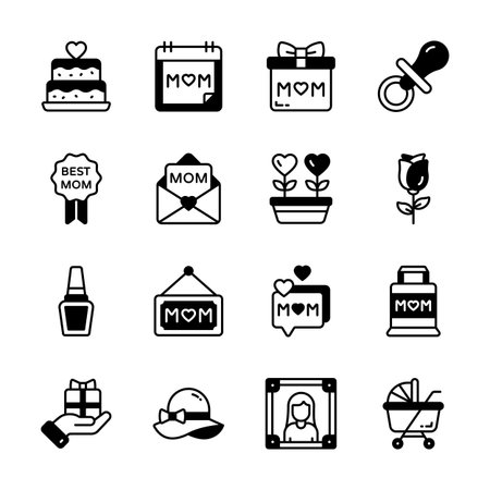 Get this modern collection of mothers day celebration glyph style iconsのイラスト素材