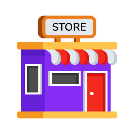 Modern 2d style icon of storefront with awningのイラスト素材