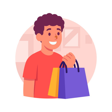 Get this beautiful illustration of a man holding shopping bagsのイラスト素材