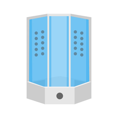 Enclosed glass shower cabin with clean and modern design.のイラスト素材