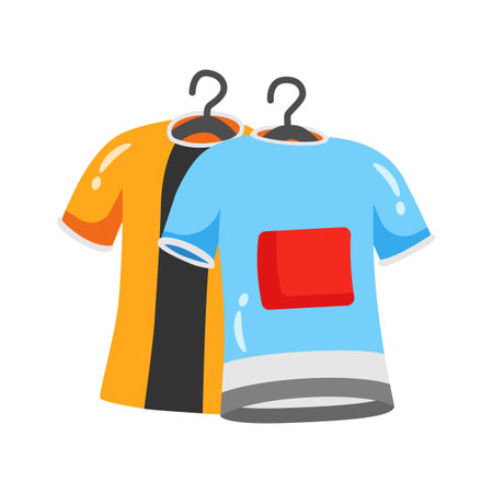 Washed clothes on hangers symbolizing laundry and cleanlinessのイラスト素材