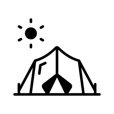 Easy to edit glyph icon of outdoor camp sceneのイラスト素材