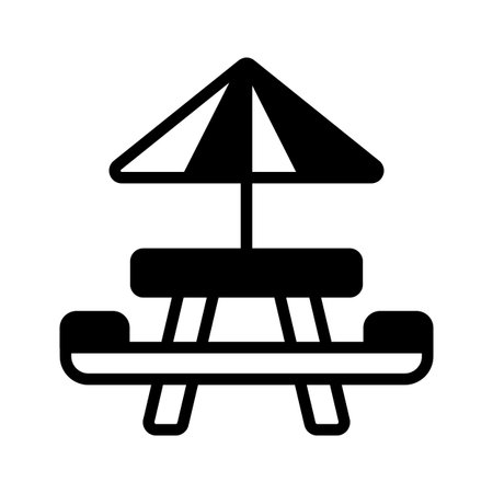 A modern glyph icon of picnic table setupのイラスト素材