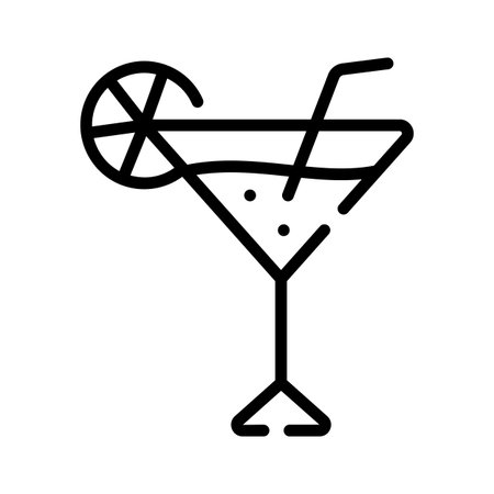 A trendy outline icon of tropical cocktail glassのイラスト素材