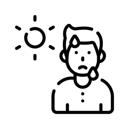 A captivating outline icon of face sweating in heatのイラスト素材