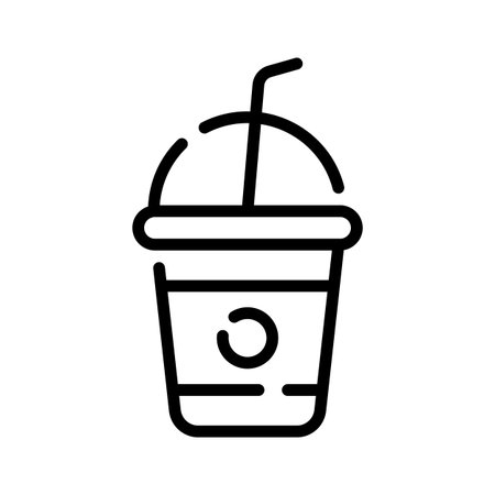 Premium outline icon of blended fruit smoothie cupのイラスト素材