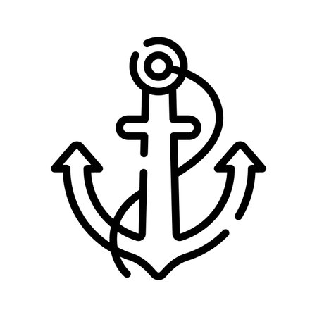 A premium outline icon of nautical anchor symbolのイラスト素材