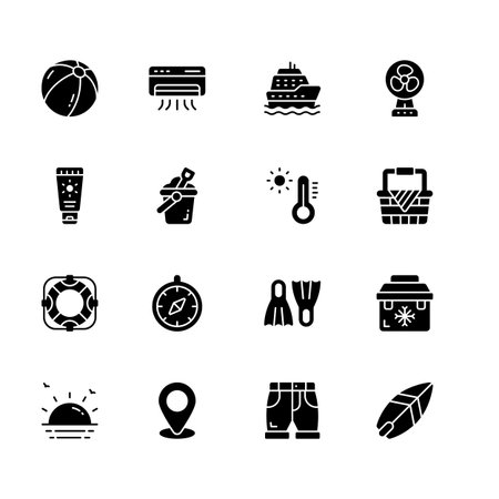 Check out our premium set of summer vacation glyph iconsのイラスト素材