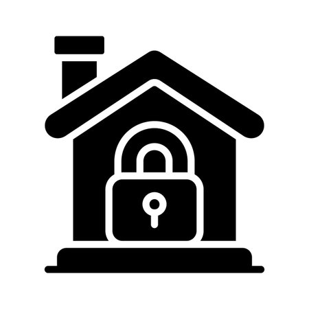 Grab this glyph  icon for secure house with lockのイラスト素材