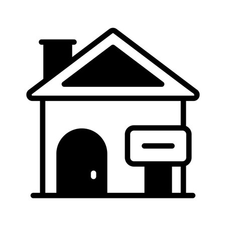 A glyph style icon of property with boundary wallsのイラスト素材