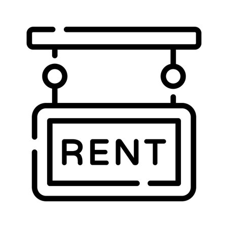 Check out this linear icon of rent board outside houseのイラスト素材