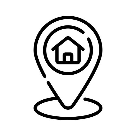 A premium outline style icon showing property locationのイラスト素材