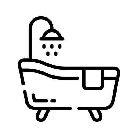 A captivating linear icon of bathtub with shower headのイラスト素材