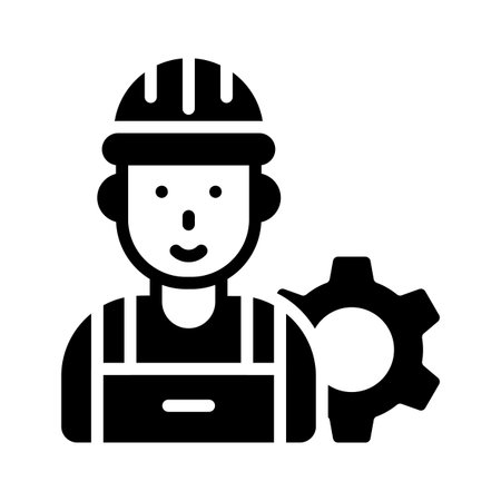 Catch a sight of this modern glyph icon of worker managementのイラスト素材