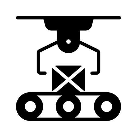 Catch a sight of this industrial robot glyph iconのイラスト素材