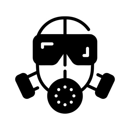 An amazingly designed glyph style icon of gas mask for safetyのイラスト素材